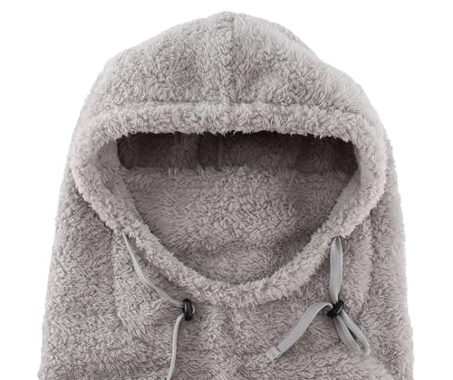 Connectyle Balaclava Hood Winter Hat for Men & Women Windproof One-Piece Fleece Hooded Scarf Ski Mask Cold Weather Hat - color: Light Grey