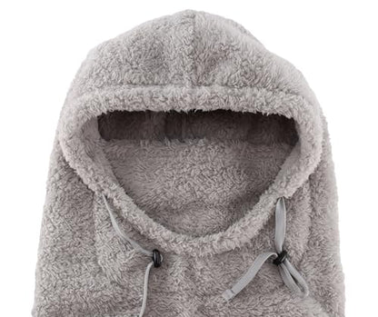 Connectyle Balaclava Hood Winter Hat for Men & Women Windproof One-Piece Fleece Hooded Scarf Ski Mask Cold Weather Hat - color: Light Grey