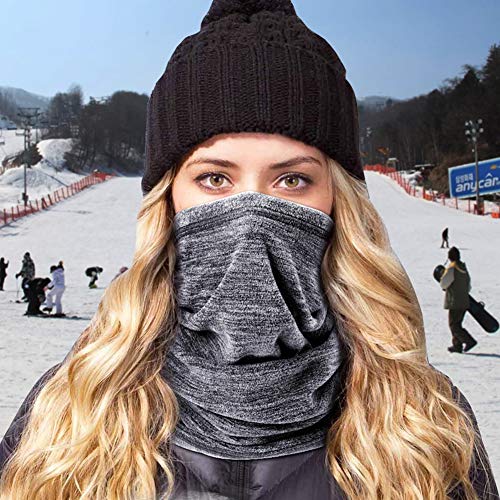 Winter Thermal Neck Warmer/Neck Gaiter Face Scarf/Face Cover Winter Ski Mask - Cold Weather Balaclava - color: Gray+orange