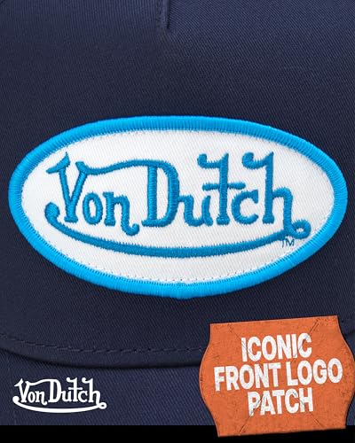 Von Dutch Unisex Trucker Hat, Colorblock, Mesh Back, Curved Bill, Snapback - color: Navy