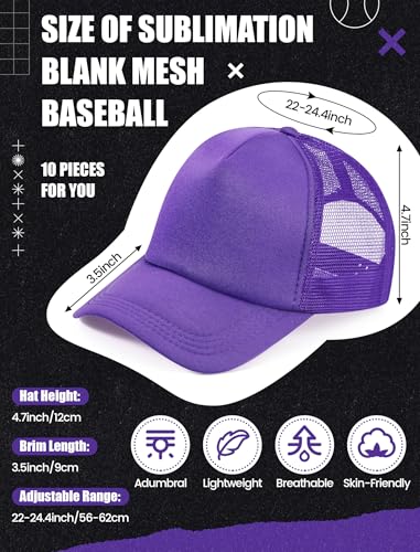 Tarpop 10 Pcs Sublimation Blank Trucker Hats Bulk - color: Purple