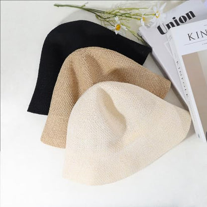 Eigso Womens Mesh Woven Bucket Hats Summer Outdoor Beach Straw Bucket Hat for Woman Packable Beach Hat - color: B1 : White