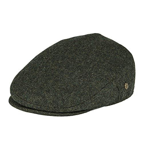 VOBOOM Men's Herringbone Flat Ivy Newsboy Hat Wool Blend Gatsby Cabbie Cap - color: Army Green, size: 7 3/8