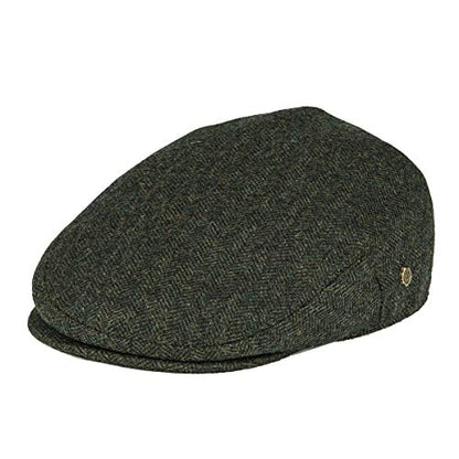 VOBOOM Men's Herringbone Flat Ivy Newsboy Hat Wool Blend Gatsby Cabbie Cap - color: Army Green, size: 7 7/8