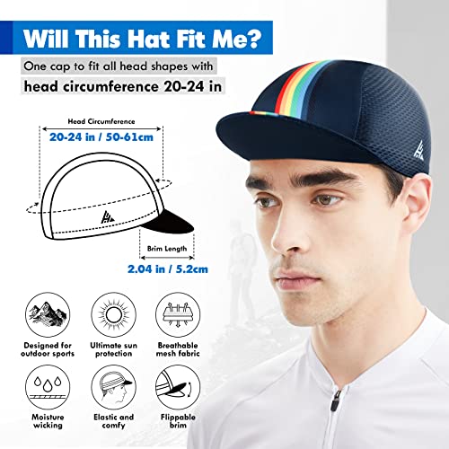 Hikenture Cycling Cap,Cooling Skull Cap Bike Hat with Sun Visor, Summer Breathable Helmet Liner Biking Cap for Men Women - color: Navy