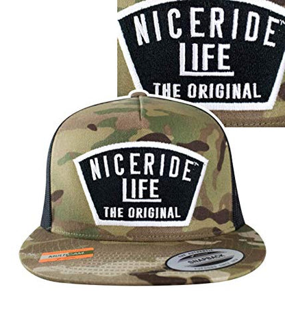 Grinder Embroidered Classic Snapback Trucker Baseball Hat - color: Multi-cam