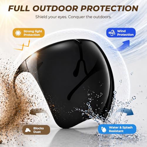 Full Cover Face Visor Protective, Tinted Full Face Shield Sun Protection - color: Black