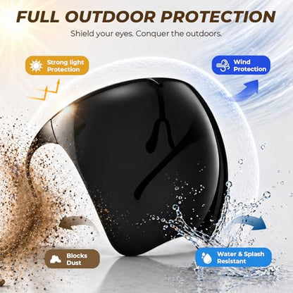 Full Cover Face Visor Protective, Tinted Full Face Shield Sun Protection - color: Black