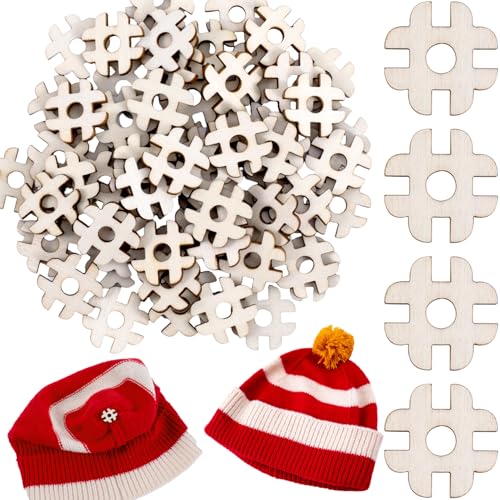 60pcs Wooden Hat Pom Poms Buttons, Removable Knitted Hat Button, Faux Fur Fastener Sewing Accessories for Crochet Knitting Beanies- Light Brown(D) - color: Light Brown-D-60pcs