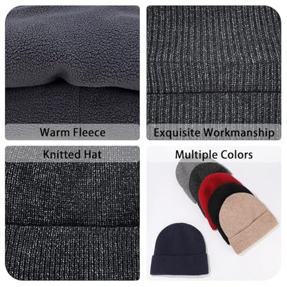 Winter Beanie Hats for Women Men Fleece Slouchy Knit Thick Beanies Warm Thermal Snow Ski Hat Gifts for Cold Weather - color: Charcoal