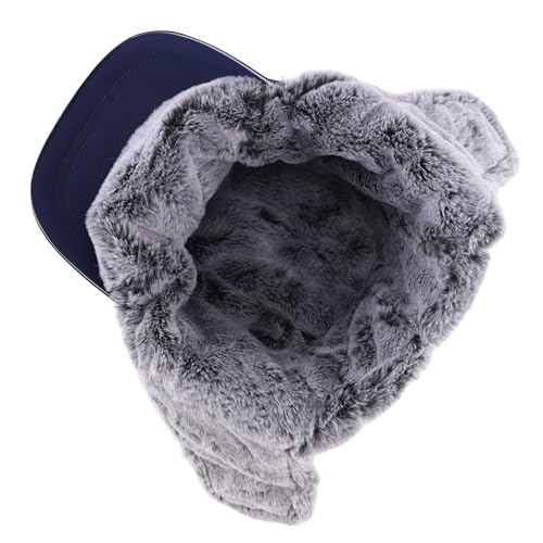 Connectyle Trapper Hat for Men Women Faux Fur Winter Hat with Ear Flaps Water-Resistant Hunting Hats Ushanka Skiing Cap - color: Navy Blue