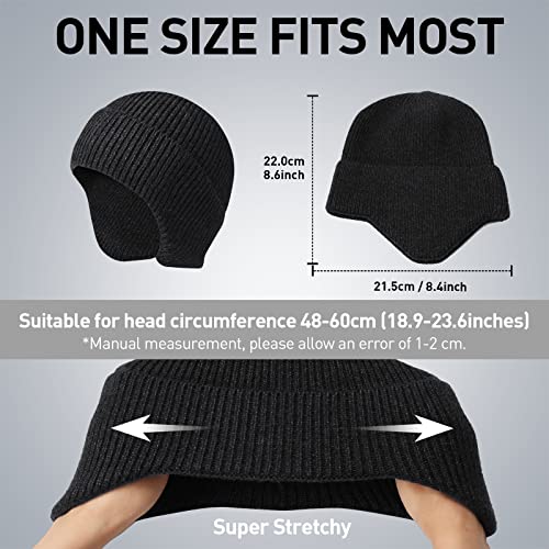 Arcweg Beanie with Earflap for Men Women Winter Warm Thermal Hats Stocking Cap Toboggan Outdoor Hat - color: Carbon Grey