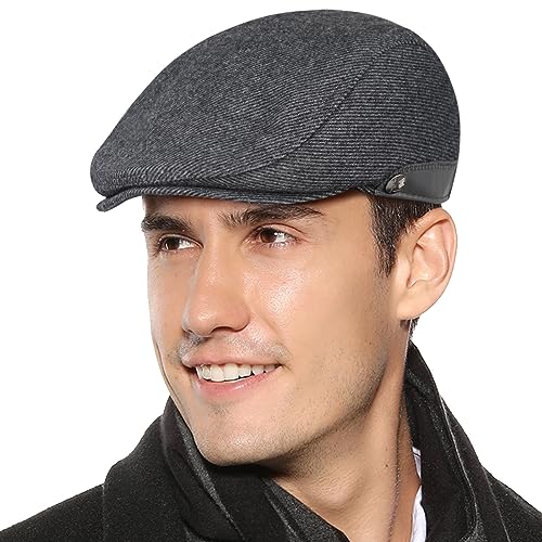 Sumolux Mens Newsboy Hat Flat Cap Gatsby Lvy Irish Hats Driving Cabbie - color: C Grey