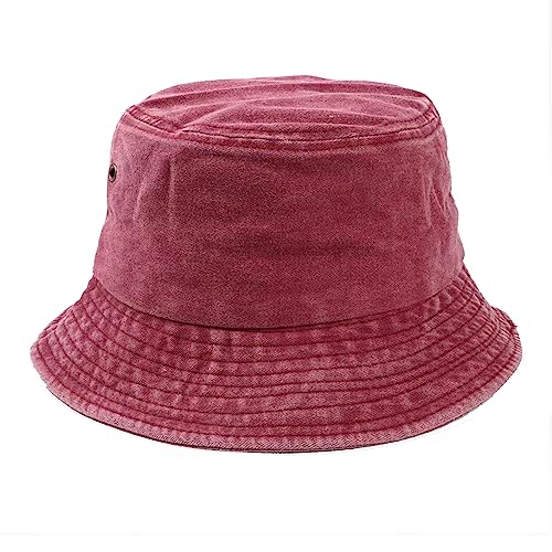 Premium Cotton Bucket Hats,Packable Hats for Men Women,Summer Bucket Hat,Fishing Sun Hats - color: Wine
