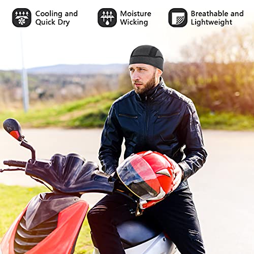 MELASA Cooling Skull Cap Breathable Mesh Sweat Control Helmet Liner for Men - color: Black & Gray