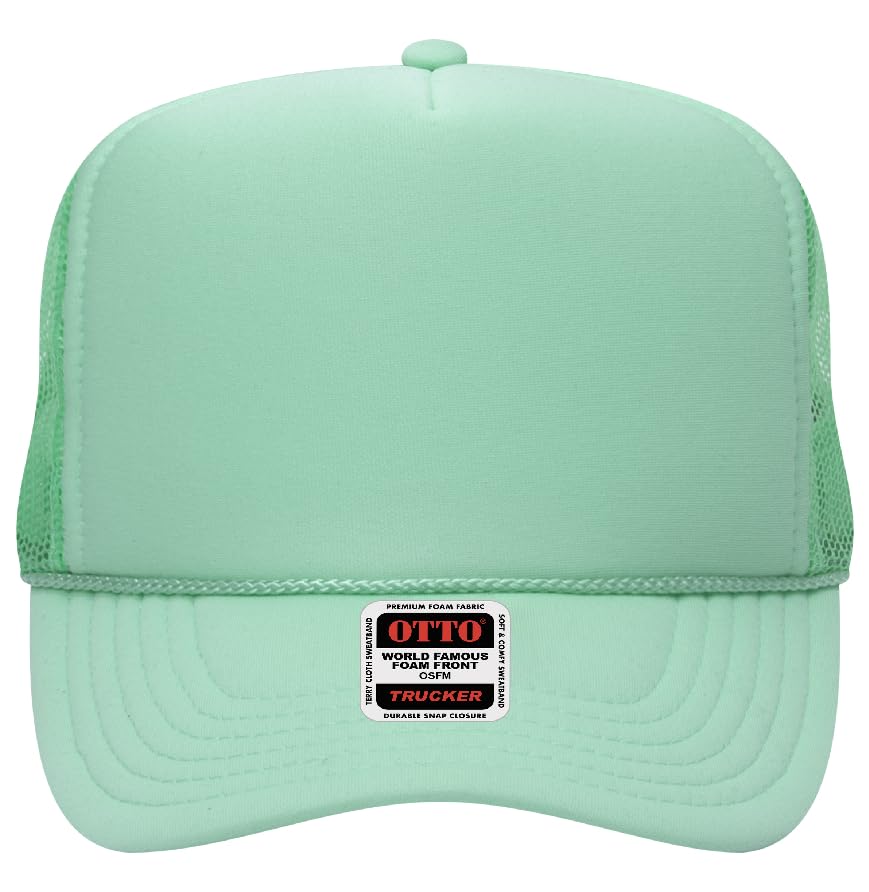 Otto Cap 5-Panel High Crown Mesh Back Trucker Hat - color: Seafoam Green
