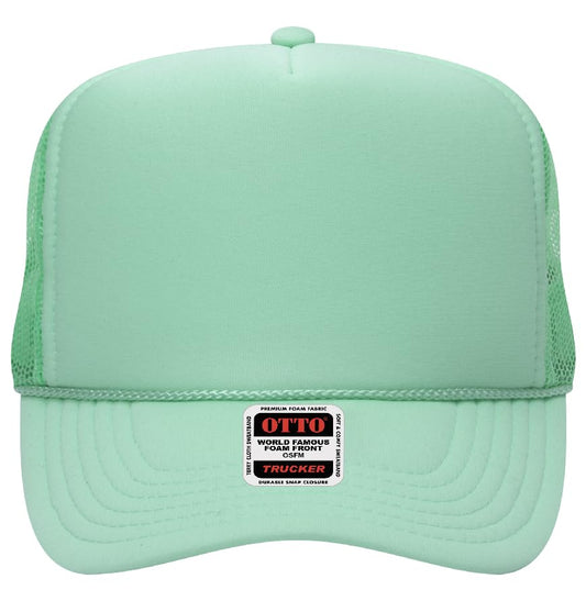 Otto Cap 5-Panel High Crown Mesh Back Trucker Hat - color: Seafoam Green