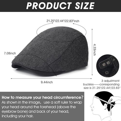 2Pcs Men's Newsboy Cap Cotton Flat Ivy Gatsby Driving Hat - color: 2b1-black+coffee