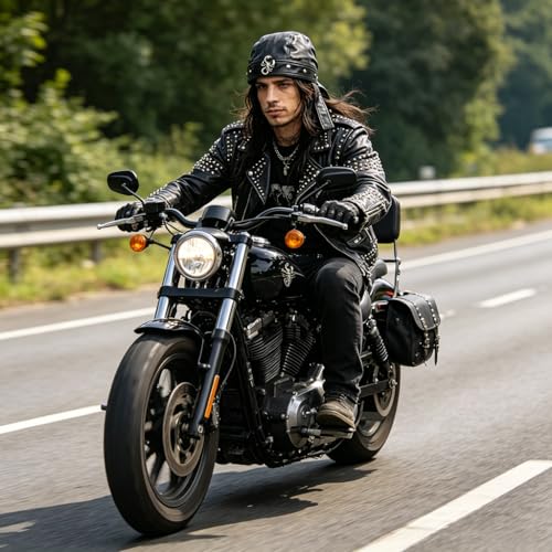 Biker Cap for Women Punk Motorcycle Skull Cap Adjustable Stylish Doo Rag Headwrap for Riding Outdoor Activities - color: Scorpion