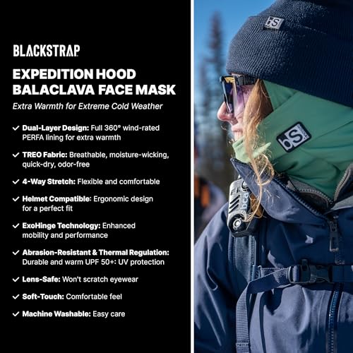 BLACKSTRAP Expedition Hood Balaclava Face Mask – Dual Layer, Breathable, Moisture-Wicking, and Helmet-Compatible - color: Mint
