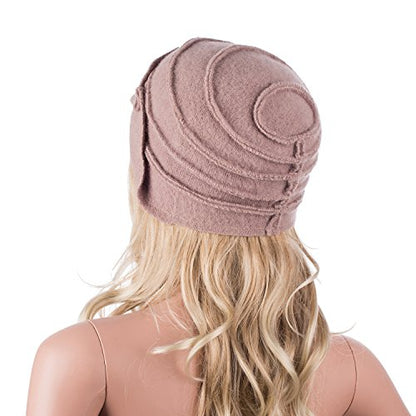 Lawliet Solid Color 1920s Womens 100% Wool Flower Winter Bucket Cap Beret Hat A376