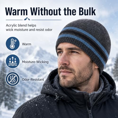 Oversize XXL Winter Beanie Knit Hat for Men - color: A1-charcoal Grey