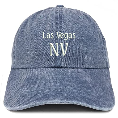 Trendy Apparel Shop Las Vegas NV Embroidered Pigment Dyed Washed Baseball Cap - color: Navy