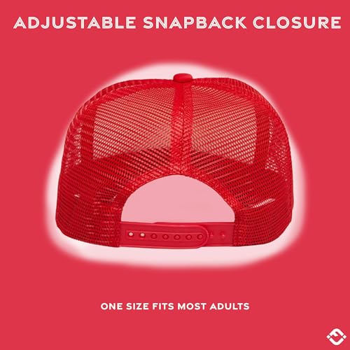 Funky Junque Blank Mesh Foam Lightweight Snapback Trucker Hat - color: White/Red