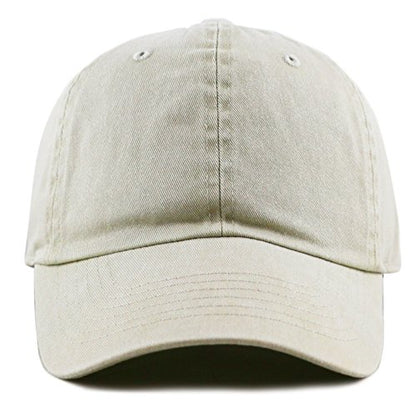 The Hat Depot 100% Cotton Pigment Dyed Low Profile Dad Hat Six Panel Cap - color: 1. Sand