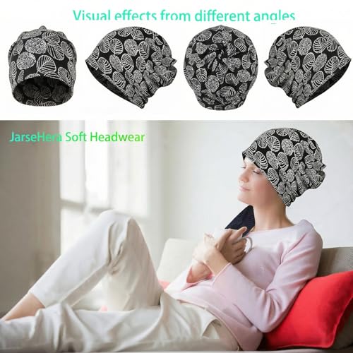 JarseHera Womens Slouchy Beanie Soft Chemo Headwear Breathable Cancer Caps - color: 1 Pair,banana Leaf-black