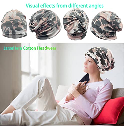 JarseHera Womens Slouchy Beanie Soft Chemo Headwear Breathable Cancer Caps - color: 1 Pair,flower Style A-pink