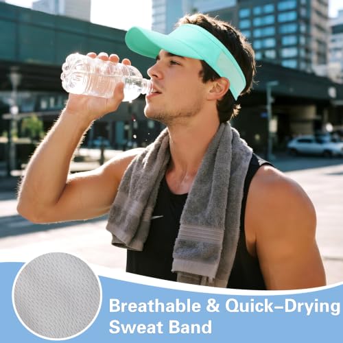 HH HOFNEN Sports Sun Visor Unisex Cooling Cap Lightweight Stretchy Packable - color: #2 Pink+aqua
