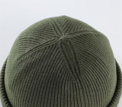 Connectyle Thick Cuffed Beanie for Men & Women Double Layer Knit Winter Hat Acrylic Watch Hat Warm Stocking Skull Cap - color: Army Green
