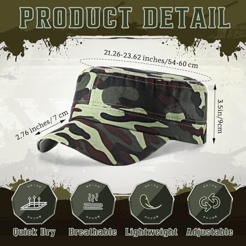 Eurzom 6 Pcs Cadet Cap Military Hat for Men Women Adjustable - color: Camouflage