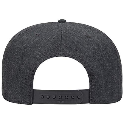OTTO SNAP Wool Blend Twill Round Flat Visor 6 Panel Pro Style Snapback Hat - color: Heath. Black