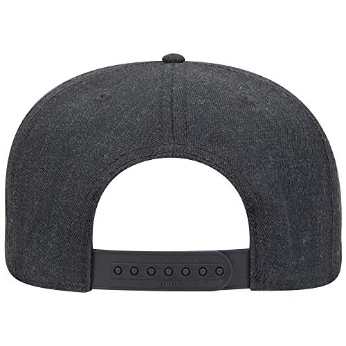 OTTO SNAP Wool Blend Twill Round Flat Visor 6 Panel Pro Style Snapback Hat - color: Heath. Black