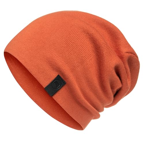 Warm Slouchy Beanie Hat - Deliciously Soft Daily Beanie in Fine Knit - color: Rust