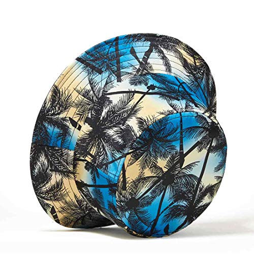 Quanhaigou Unisex Sun Hats, Fashion Beach Bucket Hat for Men Women,Summer Outdoor Boonie Cap Breathable Packable - color: Palm Tree