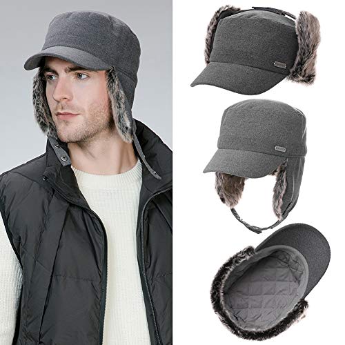 Jeff & Aimy Unisex Winter Earflap Trapper Hunting Ski Hat Baseball Cap 54-62CM - color: 99707#grey, size: Large