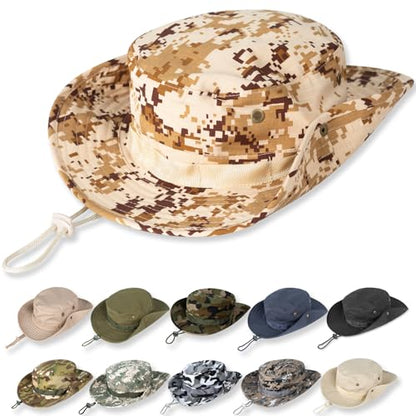 Sun Hats for Men Women Bucket Hat UPF 50+ Boonie Fishing Safari Hat - color: Beige Digital