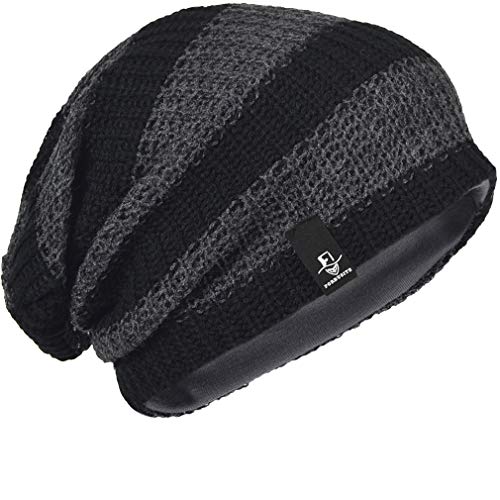 FORBUSITE Mens Slouchy Long Beanie Knit Cap for Summer Winter, Oversize - color: B09-dark Gray, size: Large