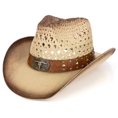 Cowboy Hat,Cowgirl Hat,Cowboy Hats for Women/Mens Yellow - color: Yellow&brown
