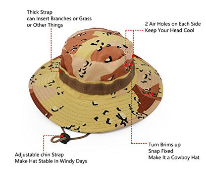 Outdoor Wide Brim Sun Protect Hat, Classic US Combat Army Style Bush Jungle Sun Cap for Fishing Hunting Camping - color: Paw Print Camouflage
