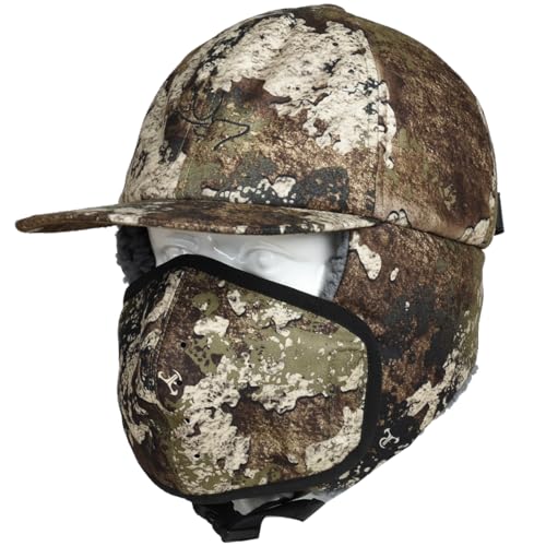 EDTREK Waterproof Trapper Hat with Face Mask for Coldest Conditions - Backcountry Winter Bomber Hat - color: Tt Strata Camo, size: Large