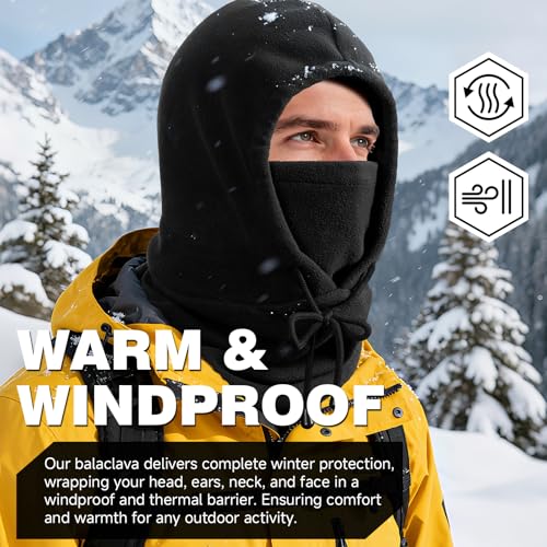 Winter Balaclava Ski Face Mask: Men Women Warm Windproof Face Cover Hat - color: Black
