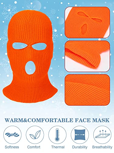 Janmercy 6 Pcs Kid Ski Mask 3 Hole Balaclava Knit Full Face Mask