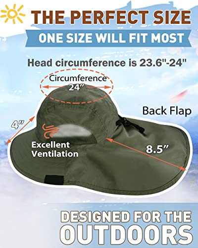 Tirrinia Neck Flap Fishing Safari Cap for Men - color: #Green