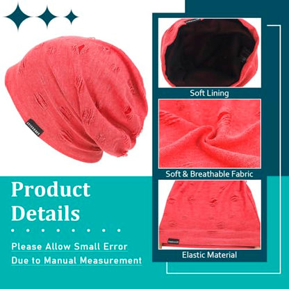 Ruphedy Men Slouchy Beanie Summer Long Oversize Thin Lightweight Skull Cap B011h - color: B405-rose, size: One Size