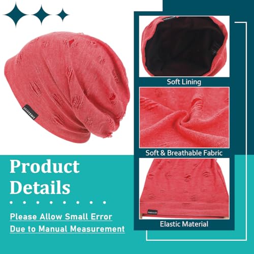 Ruphedy Men Slouchy Beanie Summer Long Oversize Thin Lightweight Skull Cap B011h - color: B405-rose, size: One Size