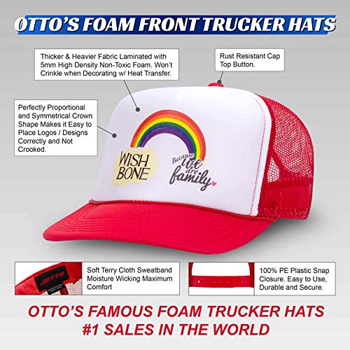 Otto Cap Five Panel High Crown Mesh Back Trucker Snapback Hat Polyester Foam Front Flat Bill Black